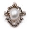 Brooch Pendant in 14k Yellow Gold and Silver with White Mabé Pearl, White Beads and Cut Diamonds, 900s 1