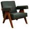 053 Capitol Complex Armchair in Teak and Green Leather by Pierre Jeanneret for Cassina, Image 1