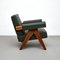 053 Capitol Complex Armchair in Teak and Green Leather by Pierre Jeanneret for Cassina 9