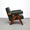 053 Capitol Complex Armchair in Teak and Green Leather by Pierre Jeanneret for Cassina, Image 9