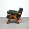 053 Capitol Complex Armchair in Teak and Green Leather by Pierre Jeanneret for Cassina, Image 5