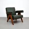 053 Capitol Complex Armchair in Teak and Green Leather by Pierre Jeanneret for Cassina 2