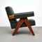 053 Capitol Complex Armchair in Teak and Green Leather by Pierre Jeanneret for Cassina 10