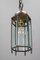 Hexagonal Hanging Lantern in Brass and Bevelled Clear Glass, 1920s 9