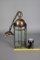 Hexagonal Hanging Lantern in Brass and Bevelled Clear Glass, 1920s 17