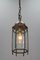Hexagonal Hanging Lantern in Brass and Bevelled Clear Glass, 1920s 7