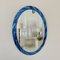 Blue Oval Mirror by Cristal Arte, Italy, 1960s 8