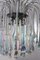 Waterfall Chandelier in Chrome with 73 Iridescent Murano Glass Crystal Drops, 1960s 3