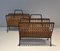 Black Lacquered Metal and Rattan Magazine Racks, 1940s, Set of 2, Image 2