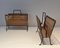 Black Lacquered Metal and Rattan Magazine Racks, 1940s, Set of 2, Image 3