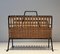 Black Lacquered Metal and Rattan Magazine Racks, 1940s, Set of 2 8