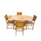 Art Deco Oak Dining Table and Chairs, 1950s, Set of 5 1