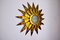 Brutalist Floral Sun Sconce in Gilded Metal, Italy, 1970s 5