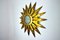 Brutalist Floral Sun Sconce in Gilded Metal, Italy, 1970s 3