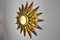 Brutalist Floral Sun Sconce in Gilded Metal, Italy, 1970s 6