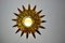 Brutalist Floral Sun Sconce in Gilded Metal, Italy, 1970s 2