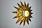 Brutalist Floral Sun Sconce in Gilded Metal, Italy, 1970s 4