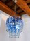 Lámpara de araña italiana de cristal tallado de Murano azul de Zero Quattro, 1970, Imagen 1
