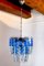 Lámpara de araña italiana de cristal tallado de Murano azul de Zero Quattro, 1970, Imagen 4