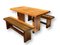 Vintage Table and Benches by Pierre Chapo, Set of 3 1