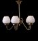 Five-Armed Ceiling Lamp in Brass with Glass Cups 1