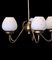 Five-Armed Ceiling Lamp in Brass with Glass Cups 2
