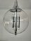 Lámpara colgante italiana de metal de aluminio cromado y vidrio transparente, años 70, Imagen 3