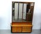 Mid-Century Highboard Linen Cabinet with Chest with 2 Mirror Doors in Beechwood and Black, Germany, 1950s 1