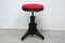 Victorian German Piano Workshop Stool in Red Upholstery 2