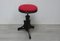 Victorian German Piano Workshop Stool in Red Upholstery 1