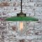 Vintage Green Enamel, Brass and Clear Glass Pendant Light 4