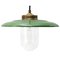 Vintage Green Enamel, Brass and Clear Glass Pendant Light, Image 1