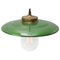 Vintage Green Enamel, Brass and Clear Glass Pendant Light 2