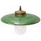 Vintage Green Enamel, Brass and Clear Glass Pendant Light, Image 2