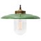 Vintage Green Enamel, Brass and Clear Glass Pendant Light 5