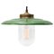 Vintage Green Enamel, Brass and Clear Glass Pendant Light, Image 5