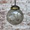 Vintage Dutch Smoked Bubble Glass & Brass Pendant Light 6