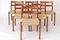 Mid-Century Model 84 Dining Chairs in Teak with Papercord Seats by Niels O. Møller for J.L. Moller, 1970s, Set of 6 1