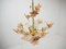 Lampadario Mid-Century Flowers in vetro e ottone, anni '60, Immagine 4