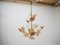 Lampadario Mid-Century Flowers in vetro e ottone, anni '60, Immagine 9