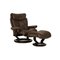 Brown Leather Magic Armchair & Footstool from Stressless, Set of 2 1