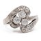 Vintage 14K White Gold Cut Diamond Trefoil Ring, 1940s 1