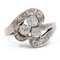 Vintage 14K White Gold Cut Diamond Trefoil Ring, 1940s, Image 1