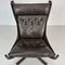 Vintage Falcon Chair mit hoher Rückenlehne aus dunkelbraunem Leder von Sigurd Resell 6