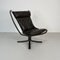 Vintage High Backed Falcon Chair in Dark Brown Leather by Sigurd Resell 1