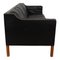 Vintage 2213 Drei-Sitzer Sofa aus patiniertem schwarzem Leder von Børge Mogensen für Fredericia 2