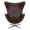 Egg Chair in Chocolate Nevada Aniline Leather by Arne Jacobsen for Fritz Hansen, 2000s 1