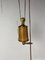 Pencil Reed, Rattan, Bamboo and Brass Counter Weight Pendant, Italy, 1970s 5
