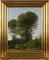 Andreas Thomas Juuel, Paysage d'été avec de grands arbres à feuilles caduques au bord d'un lac, huile sur toile 1