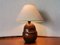Small Portuguese Wooden Bedside Table Lamp with White Shade, 1990s, Image 3